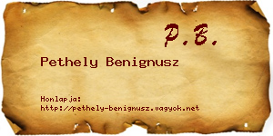 Pethely Benignusz névjegykártya